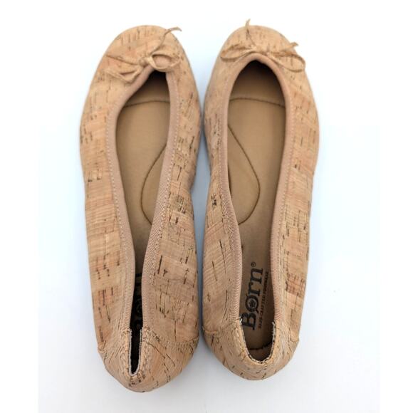 Born Brin Classic Ballet Flat Bow Top Women's Natural Cork Size US7.5M EU38 - Picture 9 of 9